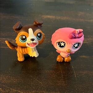 Littlest Pet Shop owl and collie duo